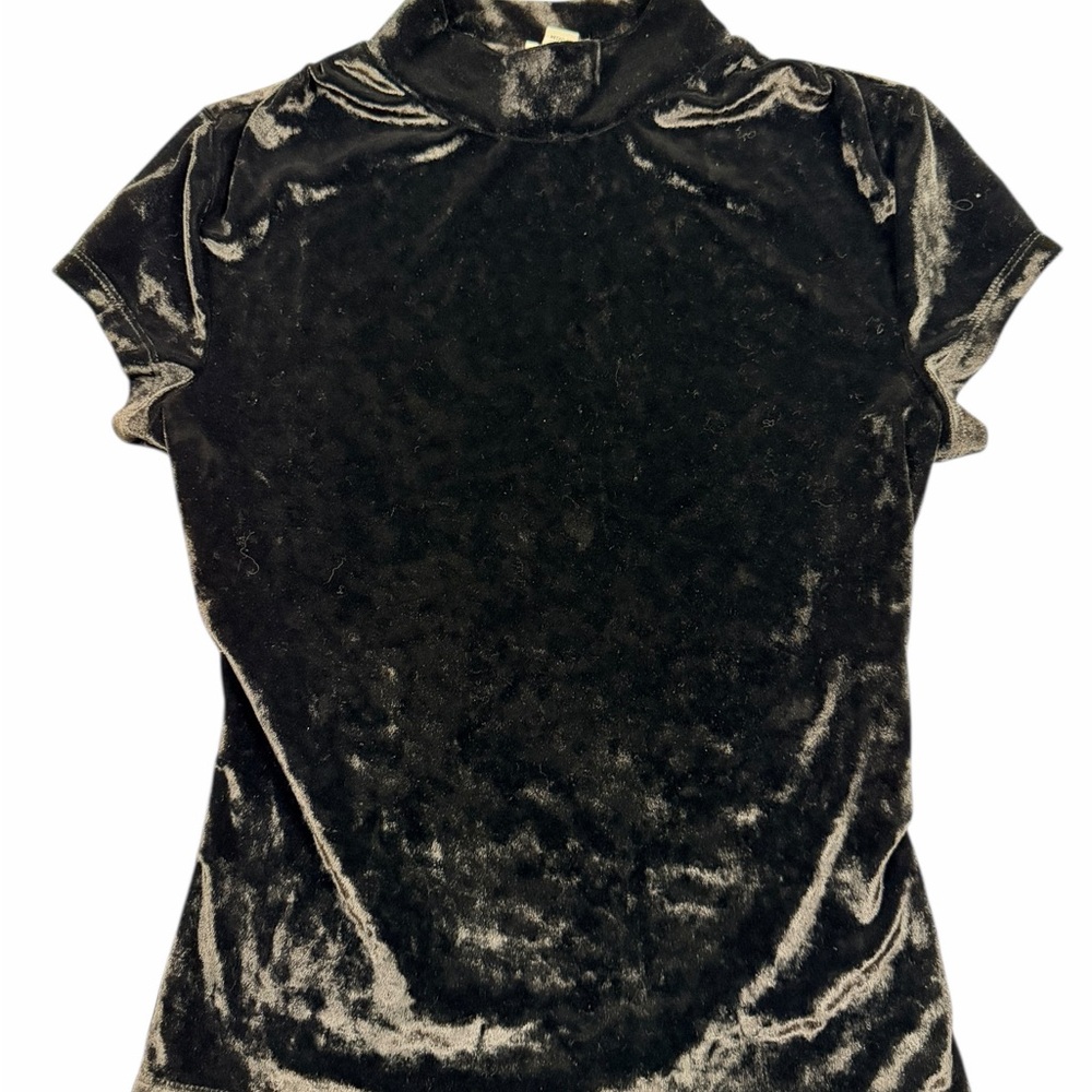 a new day Black Velvet Short Sleeve Mock Neck Top XS